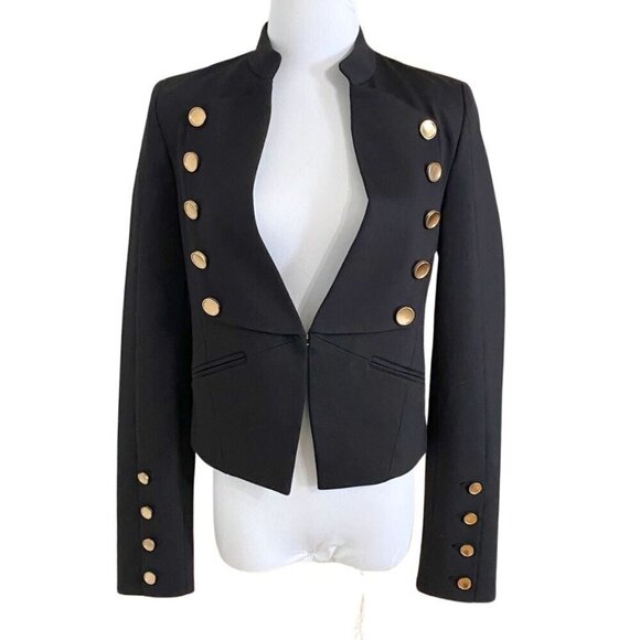 EVER NEW MELBOURNE BLACK MILITARY CROPPED BLAZER - 2 - Picture 1 of 9